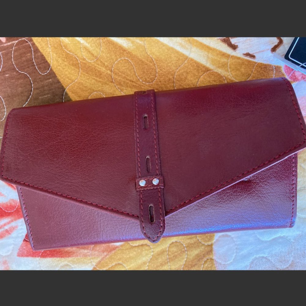 Women's Burgundy Envelope Wallet - Classic Clutch Wallet